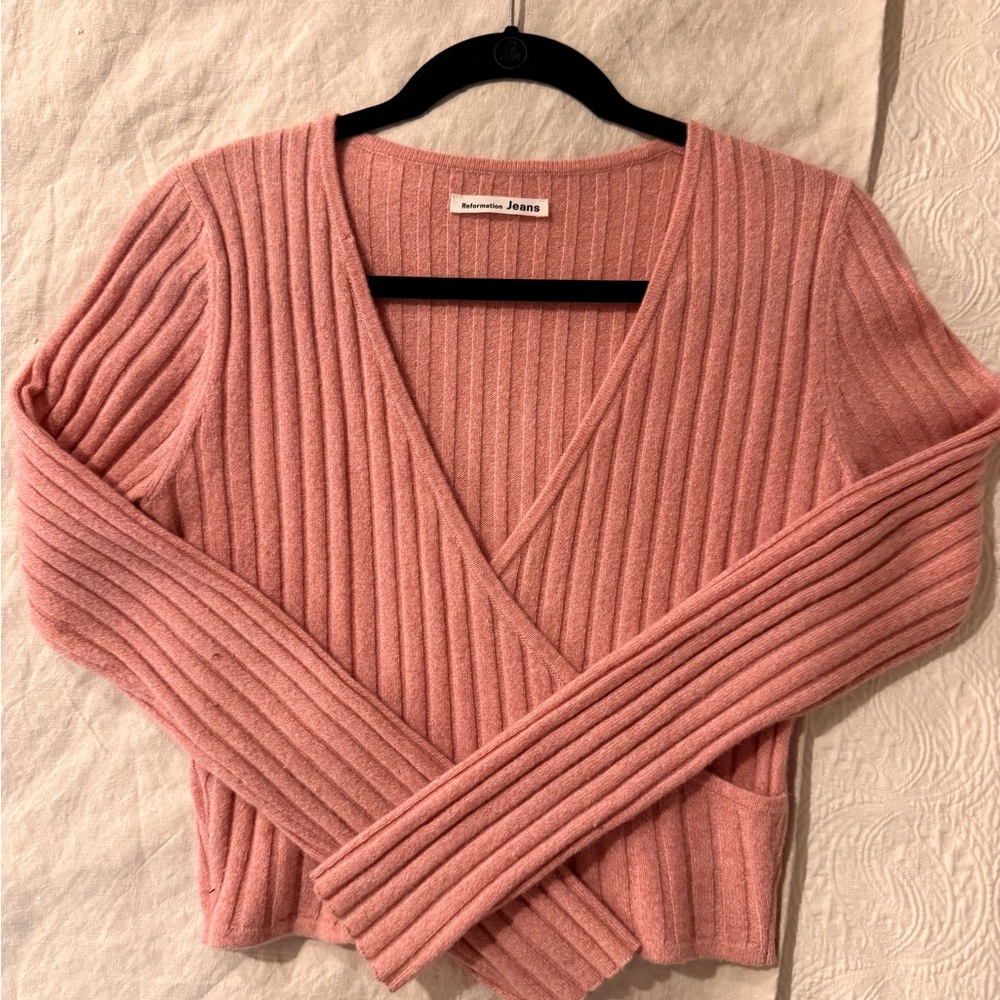 Reformation Pink V-Neck Sweater